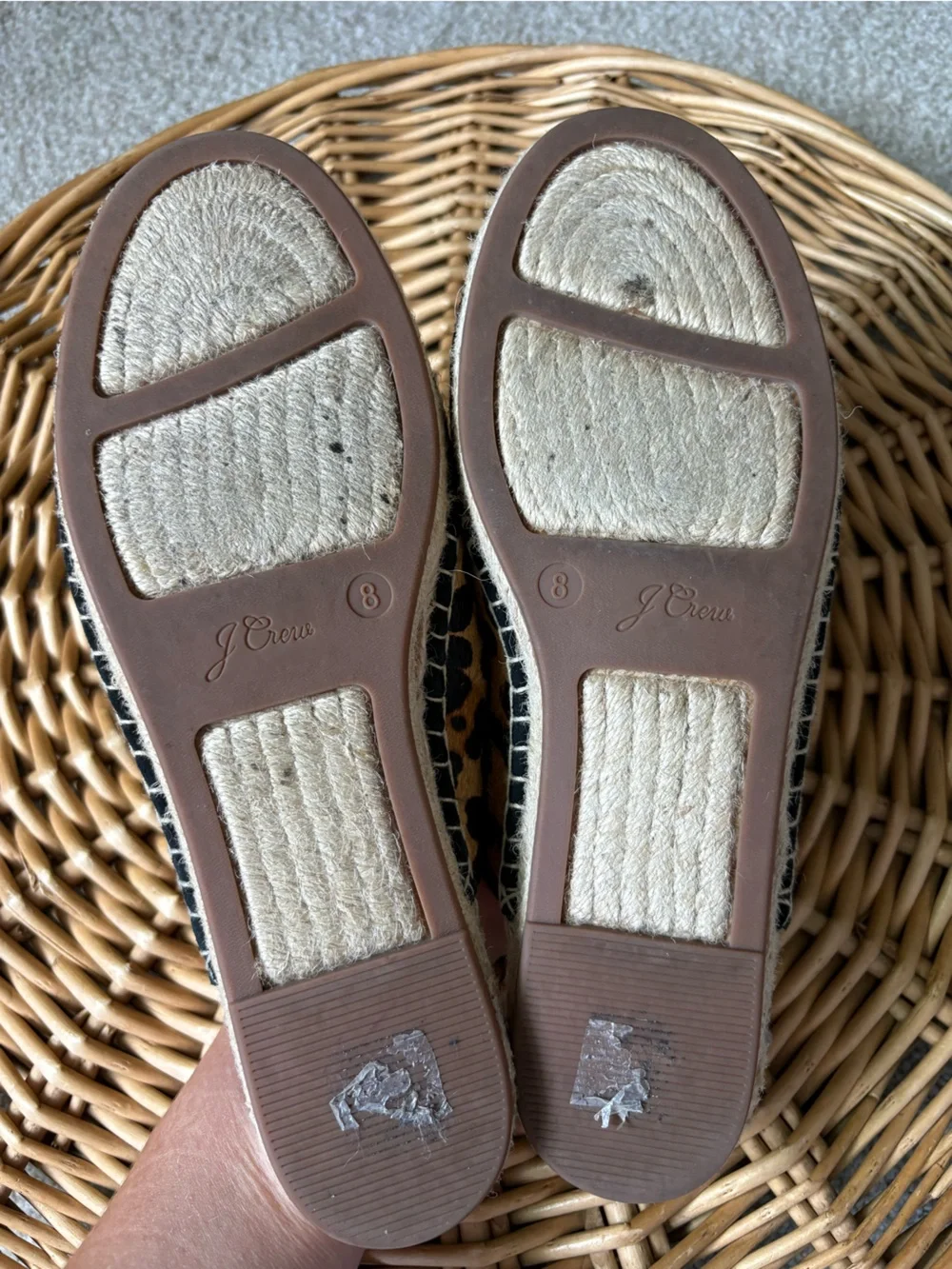 J Crew Neutral Leopard Print Calf Hair Slip On Espadrille Sandals Size 8